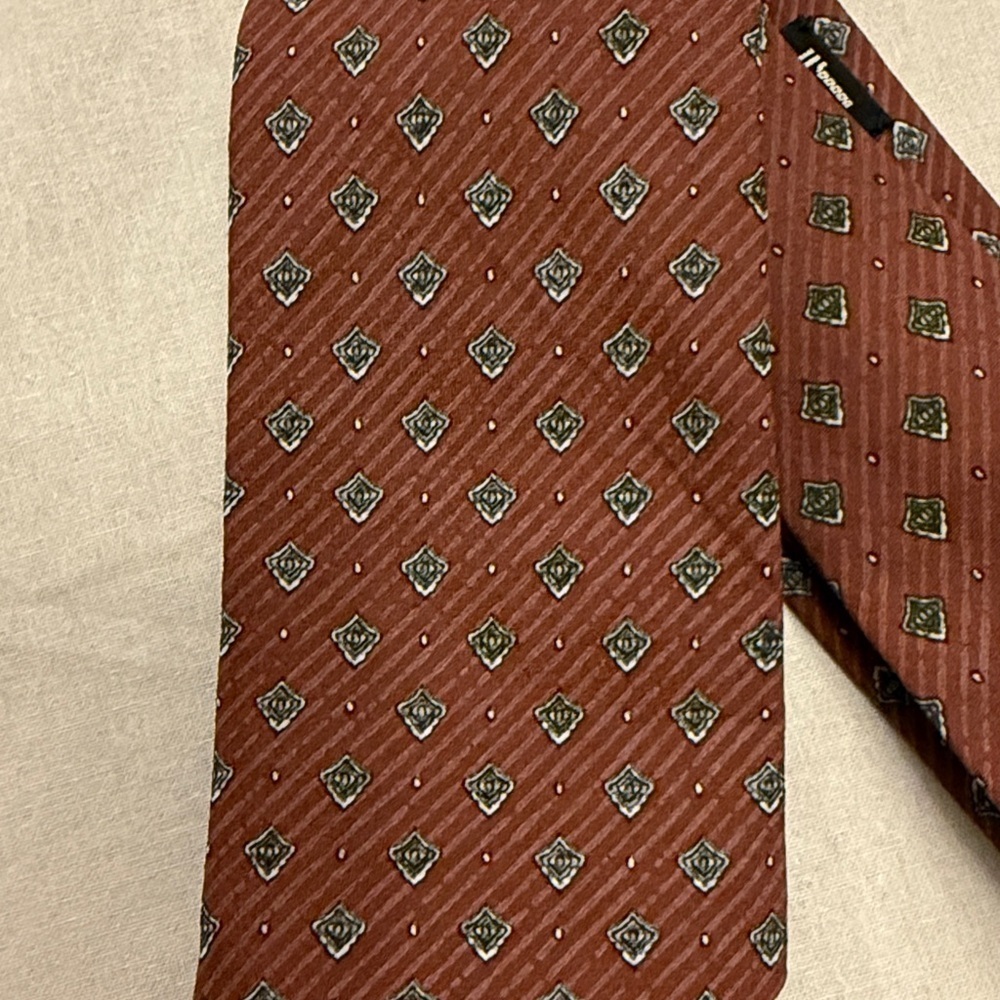Lanvin Rust Geometric Pattern Tie - Picture 2 of 5